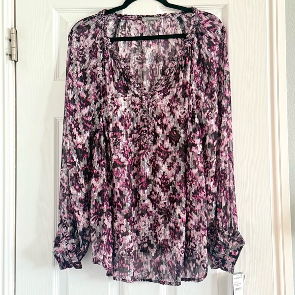 Wit & Wisdom/Democracy Purple Sparkly Blouse 1X - Picture 2 of 12